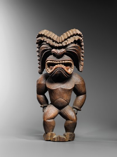 Hawaiianische Figur, Kona-Stil, Darstellung des Kriegsgottes Ku ka ’ili moku, ca. 1780-1820 von School Hawaiian