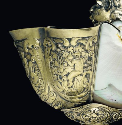 Montierter Nautilus-Becher, Nagyszeben, Mitte 17. Jahrhundert (Detail) von School Hungarian