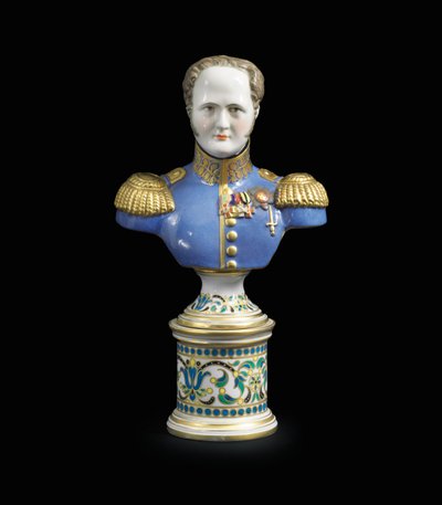 Eine Porzellanbüste von Kaiser Alexander I., ca. 1825-1850 von School Russian