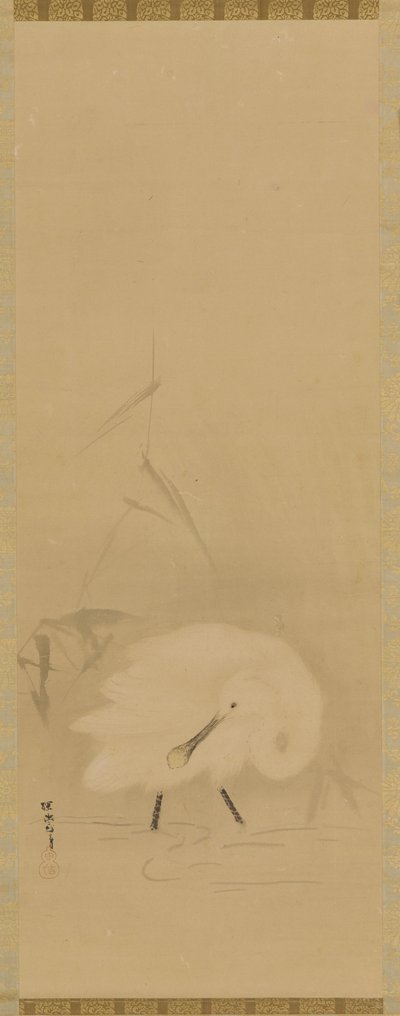 Ein Löffler und Wassergras, Edo-Periode, Mitte des 17. Jahrhunderts von School of Kano Tan