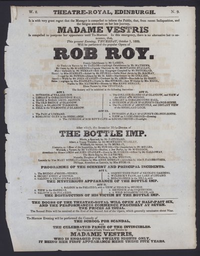 Theaterprogramm für das Theatre Royal, Edinburgh von Scottish School