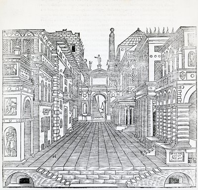 Magische Szene (theatralisches Bühnenbild von Sebastiano Serlio) von Sebastiano Serlio