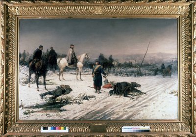Garibaldi in Dijon auf einem Schlachtfeld, Gemälde von S. De Albertis. 1877. Museum des Risorgimento, Mailand von Sebastiano de Albertis