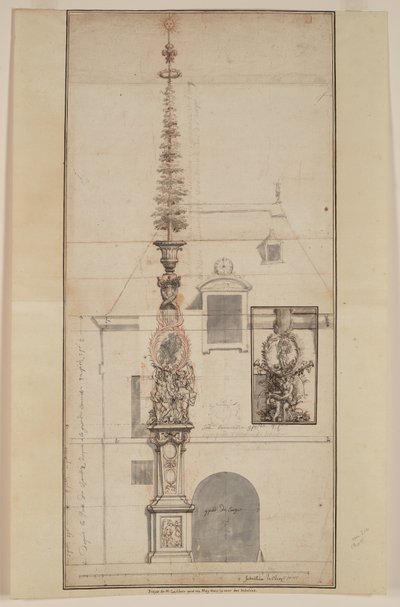 Projekt von Mai des Gobelins permanent (recto) von Sebastien I Le Clerc