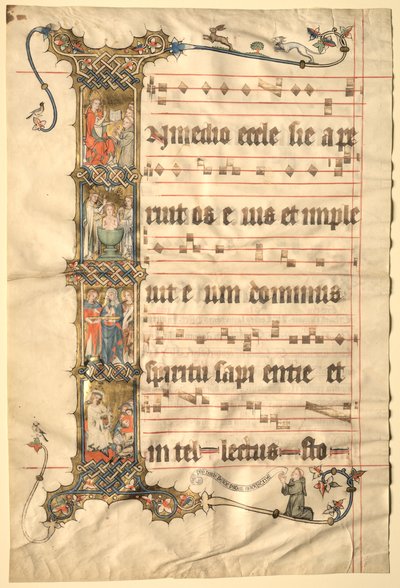 Blatt aus dem Wettinger Gradual: Historisierte Initiale I..., ca. 1330 von Second Master of the Wettinger Gradual