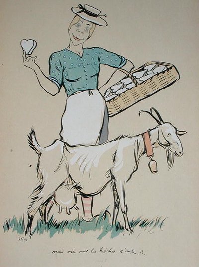 Käsemacherin und ihre Ziege, Karikatur aus 