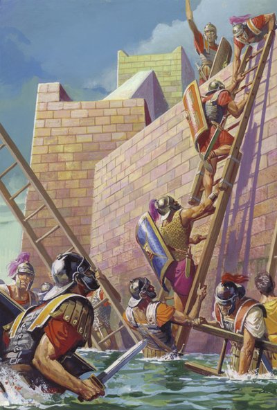 General Scipio findet einen Weg in die scheinbar uneinnehmbare Festung von Carthago Nova in Spanien von Severino Baraldi