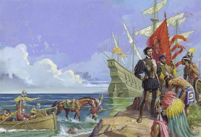 Hernando Cortes Ankunft in der Neuen Welt von Severino Baraldi