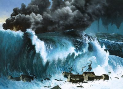 Tsunami nach dem Ausbruch des Krakatau von Severino Baraldi