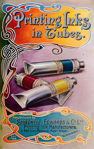 Druckfarben in Tuben - Shackell, Edwards & Co. Ltd. Werbung von Shackell Edwards and Co
