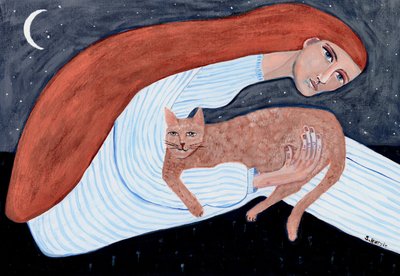 Träumerische Katzen-Nacht-Umarmung von Sharyn Bursic
