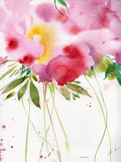 Abstrakte Rosa Aquarellblüten von Sheila Golden