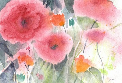 Rosa Aquarell-Mohnblumen von Sheila Golden