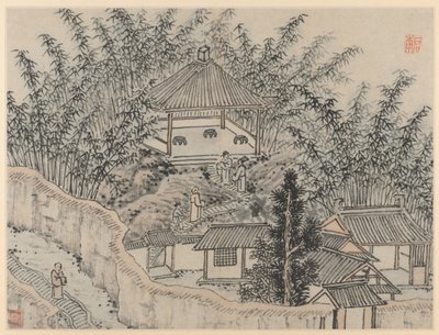 Zwölf Ansichten des Tigerhügels, Suzhou: Bambuspavillon, Tigerhügel von Shen Zhou