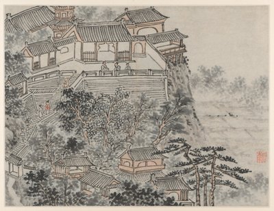 Zwölf Ansichten des Tigerhügels, Suzhou: Die Terrasse der fünf Weisen, nach 1490 von Shen Zhou