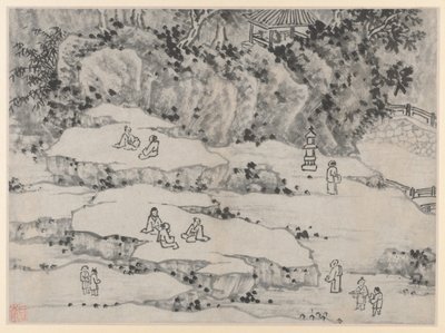 Zwölf Ansichten des Tigerhügels, Suzhou: Die nickende Steinterrasse, Tigerhügel und der Tausend-Mann-Sitz von Shen Zhou