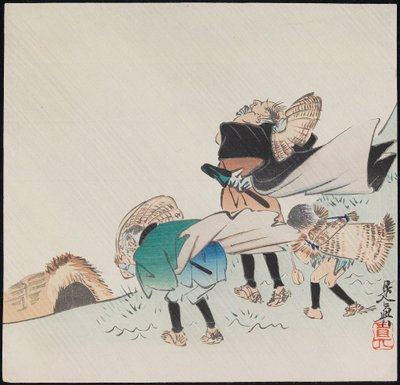Reisende im Sturm von Shibata Zeshin
