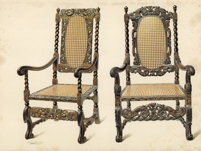 Stuhl, Eigentum von P. Macquoid; Stuhl, Eigentum von Arthur S. Cope von Shirley Charles Llewellyn Slocombe
