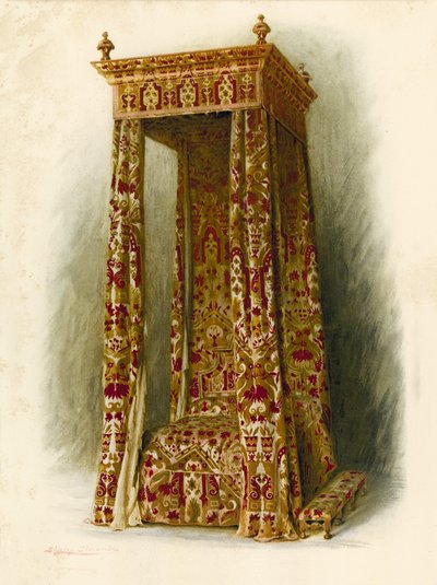 Gepolstertes Bett, Hampton Court Palace von Shirley Charles Llewellyn Slocombe