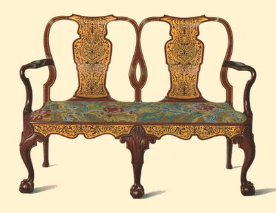 Walnuss-Sofa mit Intarsien, 1905 von Shirley Charles Llewellyn Slocombe