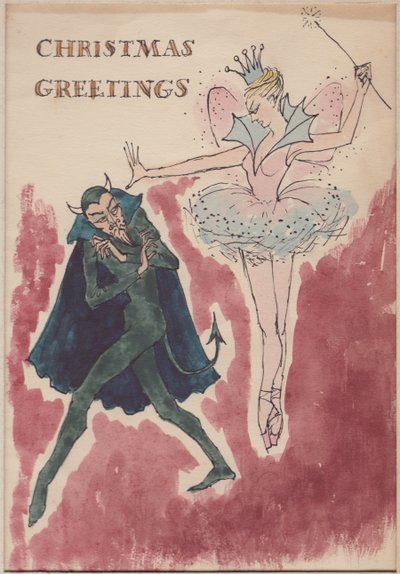 Teufel und Fee, Weihnachtskarte, 1952 von Shirley Markham