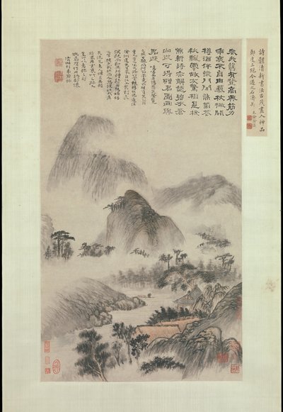 Landschaft gemalt am Doppelneuntenfest, datiert 1705 von Shitao