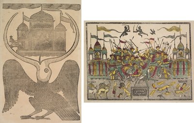 Jatayu (Ramas mythischer Vogel) hindert Ravanans Streitwagen und versucht die Entführung von Sita zu verhindern; Kampfszene von Shri Gobinda Chandra Roy