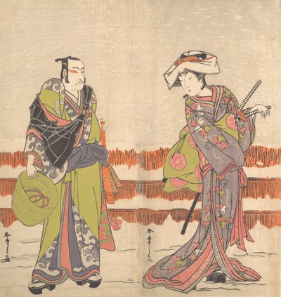 Ichikawa Danjuro der Fünfte als Komuso mit einem Korbhut in der rechten Hand, ca. 1775 von Shunsho