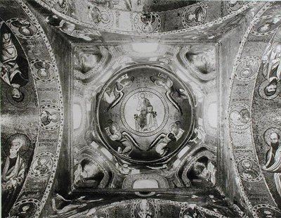 Detail der Kuppel mit dem Christus Pantokrator im Zentrum von Sicilian School