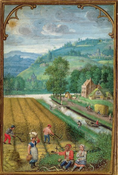 Add 18855 September: Ernte, Pflügen und Säen, aus einem Stundenbuch, ca. 1540 von Simon Bening