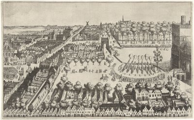 Freudenfeuer in Den Haag nach der Verkündung des Waffenstillstands, 1609 von Simon Frisius