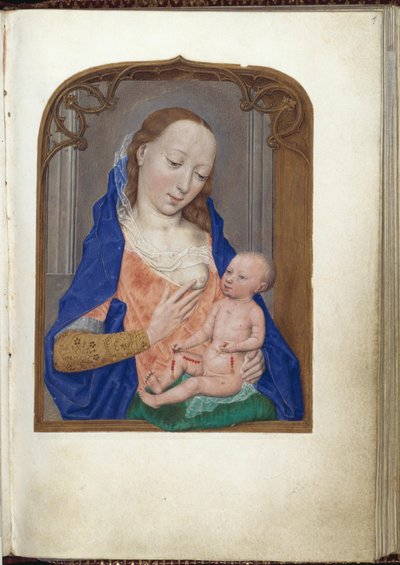 Brustbild der Madonna in gotischem Rahmen von Simon Marmion