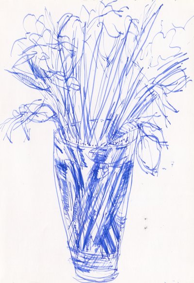 Vase mit Blumen, 2016 von Simon Neville