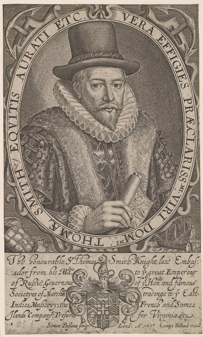 Sir Thomas Smith, erster Gouverneur der East India Company, Botschafter in Russland 1604-1605, 1617 von Simon van de Passe