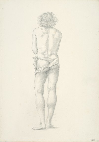 Rückansicht eines stehenden männlichen Aktes von Sir Edward Burne Jones