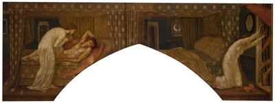 Cupid und Psyche - Palace Green Wandgemälde - Psyche hält die Lampe und blickt auf das Gesicht von..., 1881 von Sir Edward Coley Burne Jones