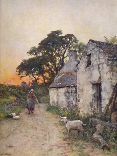 Eine Dorfstraße, Südwales, spätes 19. - frühes 20. Jahrhundert von Sir Ernest Albert Waterlow