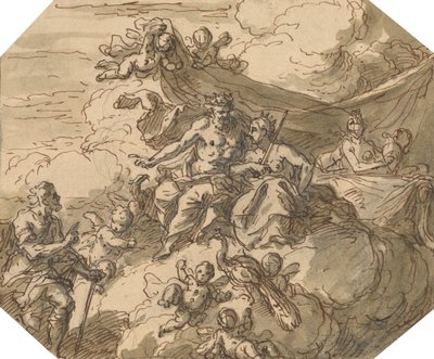 Entwurf für eine mythologische Szene mit Jupiter und Juno von Sir James Thornhill