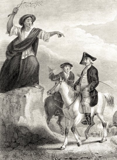 Meg Merrilies sagt den Fall des Hauses Ellangown voraus, Illustration aus 