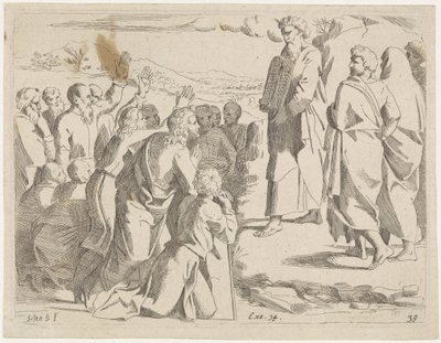 Moses zeigt dem Volk die Gesetzestafeln (Biblische Szenen) von Sisto Badalocchio