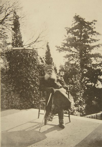 Russischer Autor Leo Tolstoi, Gaspra, Krim, Russland, 1902 von Sophia Andreevna Tolstaya