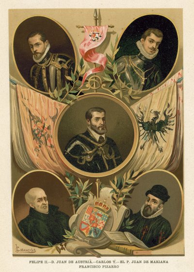 Berühmte spanische historische Persönlichkeiten des 16. Jahrhunderts von Spanish School