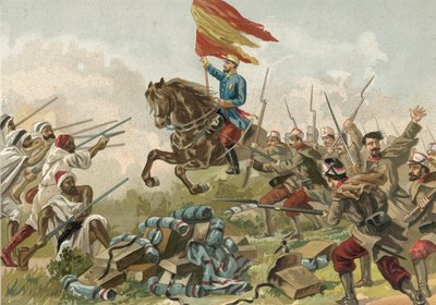 Heldentum von General Prim bei Castillejos, Marokko, 1859 von Spanish School