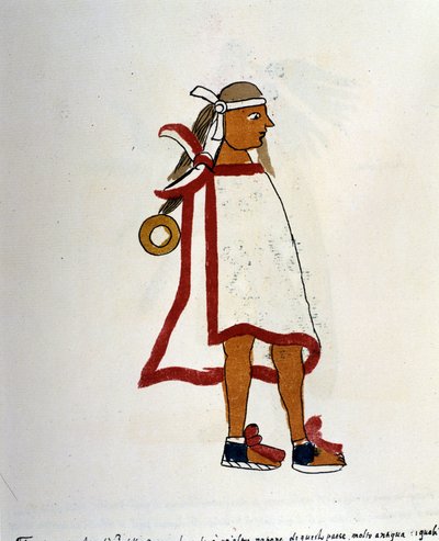 Mann des Aztekenvolkes im Codex Vaticanus 3738. Faksimile des Manuskripts von Dominikaner Pedro de los Rios, zwischen 1570 und 1589, Bibl. Vatikan. von Spanish School