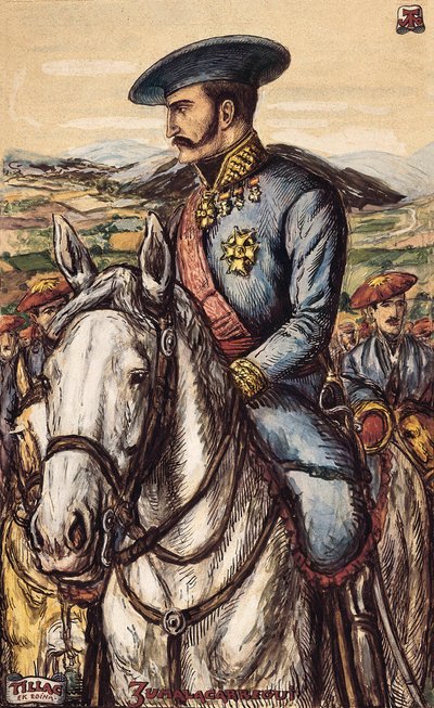Porträt von Tomas Zumalacarregui (1788-1835), ein Militärmitglied der karlistischen Armee während des Ersten Krieges (1833-1840) (Lithographie) von Spanish School