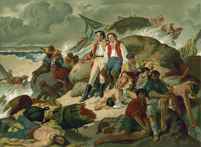 Schiffbrüchige Überlebende der Schlacht von Trafalgar, 1805 von Spanish School