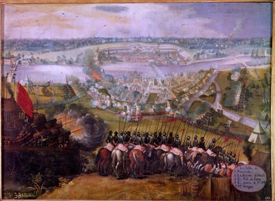 Die Belagerung von Maestrich durch die Spanier im Jahr 1579. Gravur des 17. Jahrhunderts. B.N. Paris von Spanish School