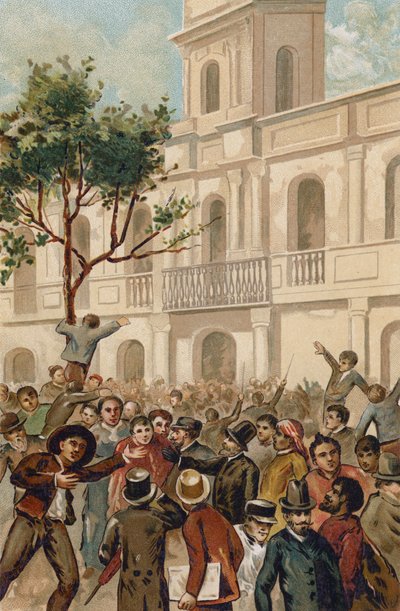 Aufstand gegen Präsident Juarez Celman von Argentinien, Buenos Aires, 1890 von Spanish School