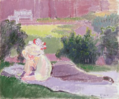 Die Frau des Künstlers im Garten des Rowlandson-Hauses von Spencer Frederick Gore