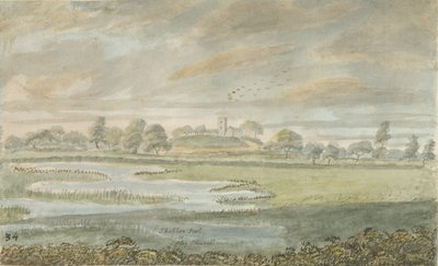 High Offley Kirche: Aquarellmalerei, undatiert [1762-1802] von Stebbing Shaw